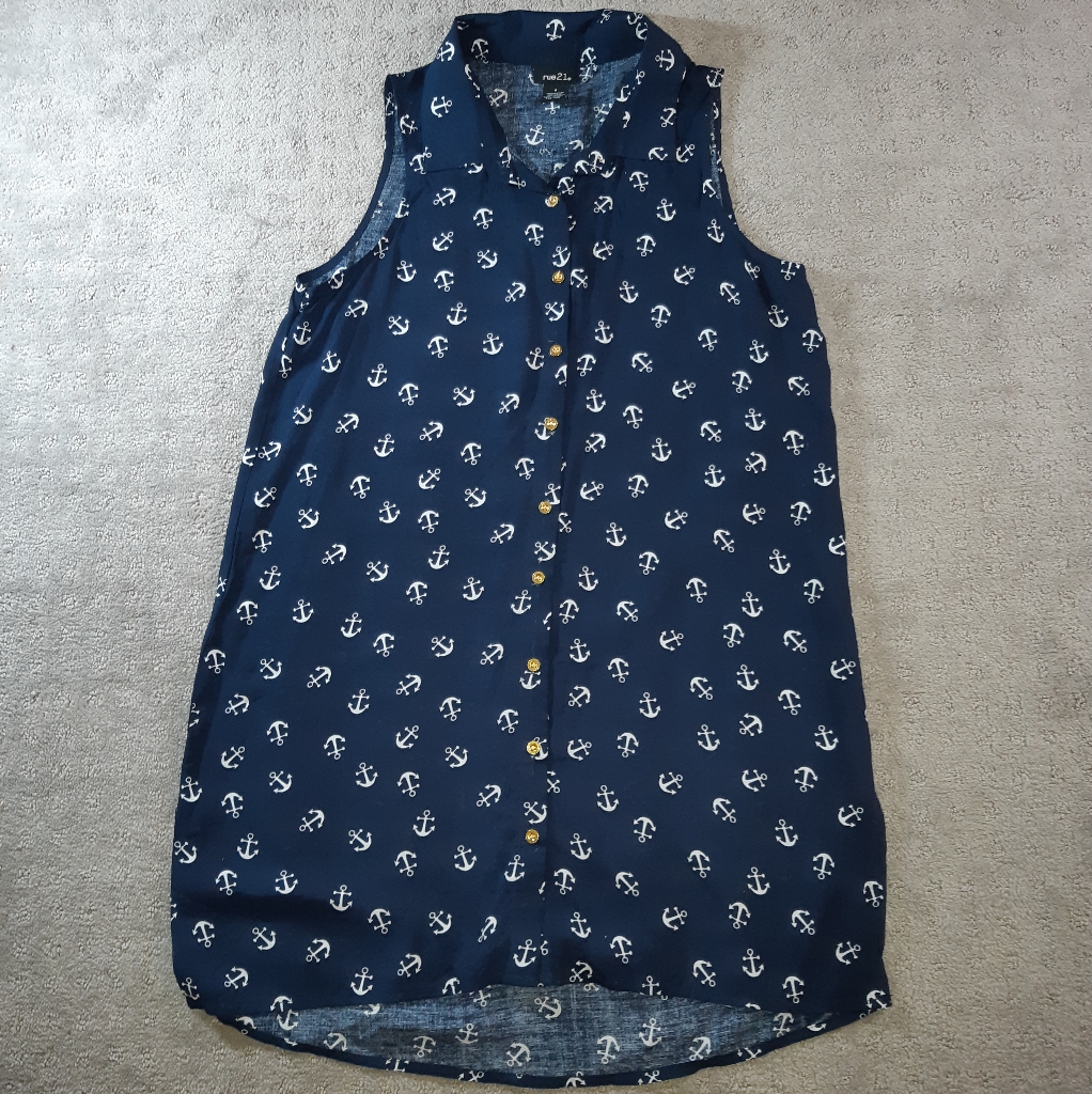 Oversized Anchor Button Down